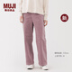 無(wú)印良品（MUJI）女式 彈力 燈芯絨 輕便直筒褲 褲子女款25年秋季新品女裝BE1Y5A5A 煙熏粉色 S (155/62A)