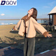 DGOV皮毛一體可雙面穿羊羔毛外套女小個子寬松顯瘦加厚短款麂皮絨上衣 咖色兩面穿外套【zt】 常規(guī) M （建議100-110斤）