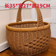 新款純手工仿藤編織水果籃購物籃提籃雞蛋手提菜籃子收納采摘野餐 特大號純手編 35*28*20cm