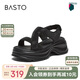 百思圖25夏商場同款涼鞋戶外厚底女涼鞋BP731BL5 黑色 37