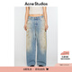 Acne Studios【七夕禮贈】 男女同款 2023做舊褪色暈染臟色泥染牛仔褲C00054 中藍色 24 /30