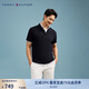 TOMMY HILFIGER【雙面布】夏季男純棉商務(wù)休閑純色翻領(lǐng)短袖T恤POLO衫34785 深藏青DW5 L （推薦：150-165斤）