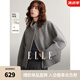 ELLE【100%綿羊毛】短款立領(lǐng)雙面呢大衣女2024冬季新款毛呢外套 淺灰 S