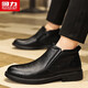 回力(Warrior)皮靴春季新男商務(wù)靴子男休閑復古時(shí)裝靴子男1949黑色 42
