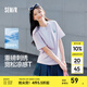 森馬（Semir）迪士尼短袖t恤女中長款寬松圓領(lǐng)上衣25夏新款涼感重磅刺繡打底衫 粉紫70028 XL