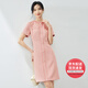 凡琴小香風(fēng)連衣裙夏顯瘦須邊裝飾A字中長裙子 342L72487 灰粉色 L 