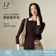 玖姿·安娜蔻赫本風(fēng)撞色假兩件翻領(lǐng)美麗諾羊毛針織衫女2024冬款 咖啡 M
