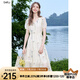 百圖betu女裝2025夏季新款短袖連衣裙重工刺繡文藝連衣裙裙子2507T67 杏色 L