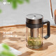 萬象（WANXIANG）玻璃杯V219時(shí)尚便攜深胡桃色泡茶杯雙層手柄杯商務(wù)辦公帶濾網(wǎng)水杯
