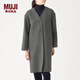 無印良品（MUJI）女式 羊毛混 雙面大衣 毛呢外套 秋冬簡約風(fēng)外衣W9AD225 深灰色 XL 165/92A