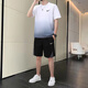 男士漸變運(yùn)動(dòng)套裝夏季速干跑步短袖短褲兩件套高端潮流男裝夏裝 白色套裝 2XL （建議135-150斤）