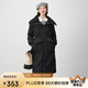 艾萊依羽絨服女仿羊羔毛領(lǐng)拼接長款時尚加厚過膝外套冬 炭黑160