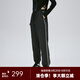艾萊依（ERAL）收腳新款羽絨褲女士拼接收腰長(zhǎng)款時(shí)尚通勤鴨絨褲長(zhǎng)褲 炭黑 L 165【建議130-145斤】