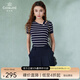 喬萬(wàn)尼薄款小香風(fēng)設(shè)計(jì)感2025春夏針織衫女裝條紋寬松短袖上衣EI2M819 海軍條紋 M