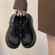 沐霓厚底小皮鞋女2025秋季女鞋百搭復古樂(lè )福鞋女學(xué)生英倫風(fēng)單鞋子女 啞黑 38