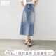 對白高腰開叉潑墨牛仔半身裙女2025夏季新款設(shè)計感顯瘦A字中長裙 牛仔藍 M