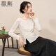 香影一字領(lǐng)t恤女長(cháng)袖2026春裝新款正肩開(kāi)叉掐腰提花白色上衣小衫 鷺白 L 165/88A/110-125斤