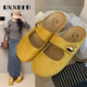 RXXBFB包頭一腳蹬半拖鞋女夏季2025年新款配裙子洋氣勃肯鞋外穿厚底涼拖 黃色 37 (235mm)