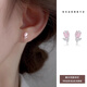 QMXDS999足銀郁金香鑲鋯耳釘女2026新款輕奢小眾高級感養耳洞銀耳環(huán) 一對