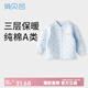 俏貝熊 嬰兒保暖內(nèi)衣純棉開(kāi)扣寶寶三層夾棉秋冬加厚上衣兒童秋衣單件 小船藍(lán)色（開(kāi)扣） 100