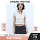 UR2025春季新款女裝拼接蕾絲肌理感短款修身短袖T恤UYL450059 本白 (偏短) S