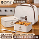 SSIIXX日本品牌保溫飯盒上班族可微波爐加熱多層不銹鋼便當盒學生小餐盒 304米色-兩個裝 1000ml 配保溫袋