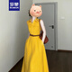 羅蒙（ROMON）黃色polo領(lǐng)襯衫連衣裙子女夏季2025新款法式夏日絕美無袖收腰長(zhǎng)裙 黃色 L 55/60kg