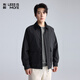 利郎輕時(shí)尚男裝【撞色領(lǐng)口】夾克男多口袋工裝通勤休閑翻領(lǐng)外套 黑色（2K） 2XL (180)