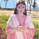 圣紡源麗江披肩旅行針織時(shí)尚百搭民族風(fēng)異域風(fēng)情外搭慵懶風(fēng)多功能斗篷女 粉色 針織披肩