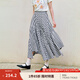 茵曼黑白格子不規(guī)則拼接半身裙2025夏季女裝新款顯瘦寬松a字裙子 黑白格 M 160/68A