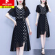 皮爾卡丹（pierre cardin）大號2025夏新款韓版時尚氣質(zhì)顯瘦雪紡拼接波點休閑連衣裙 黑色 L 體重建議90-105斤