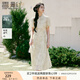香影綠色新中式天絲連衣裙女2025夏裝新款高腰盤(pán)扣立領(lǐng)輕國風(fēng)裙子 果綠 L 165/88A/110-125斤