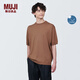 無印良品（MUJI） 男式 防紫外線麻混圓領(lǐng)短袖毛衣男款針織衫 硬核防曬AA0QGA4S 棕色 L 175/100A