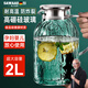 颯望德國冷水壺玻璃耐高溫大容量家用晾涼白開水壺茶壺泡涼水杯扎壺涼 加厚大肚冰川壺金色 1600ml