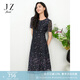 玖姿（JUZUI）氣質(zhì)減齡蕾絲網(wǎng)紗蝴蝶連衣裙女2025夏季新款JLFX50041 花黑 2XL