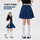 艾卡諾 I.KARNOW女童學(xué)院風套裝兒童夏季2025新款牛仔短裙polo衫裙短袖夏裝女大童 6017藍色 【短裙】 120