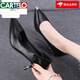 卡帝樂(lè )鱷魚(yú)（CARTELO）軟皮工作鞋女黑色久站不累腳軟皮職業(yè)單鞋舒適軟底兩穿高跟鞋細跟 黑色5807款 5cm 37