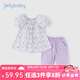 JELLYBABY寶寶衣服夏季套裝兒童短袖女孩童裝小童兩件套夏款女童夏裝 紫色 120