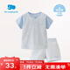 麗嬰房（Les enphants）童裝嬰兒衣服寶寶空調(diào)服薄款兒童內(nèi)衣套裝睡衣家居服套裝 藍(lán)色(短袖套裝) 110 cm/4歲