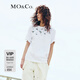 MO&Co.T恤重工手工釘鉆鏡片摩登圓領(lǐng)短袖棉質(zhì)MBD3TEE014摩安珂 本白色 XS 155