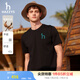 哈吉斯（HAZZYS）男裝 夏季休閑重磅大Logo寬松圓領(lǐng)短袖T恤男ASTZE0CBX70 黑色BK L （175/96A 48）