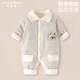 溜溜果嬰兒衣服冬裝連體衣加厚秋冬季棉衣新生兒夾棉寶寶外出保暖哈衣 薄棉 紳士條紋熊 90cm 適合20-22斤內身高81-90cm