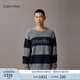 Calvin KleinJeans25秋冬新款男士羊毛混紡ck條紋提花打底針織衫毛衣4RD397G P7E-藍灰條紋 XL