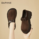 達芙妮厚底勃肯鞋女鞋秋季2025新款一腳蹬松糕樂(lè )福鞋休閑鞋子單鞋 咖色 37 (235mm) 標準碼