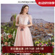 flowerscoming花兒開了夏季新款粉色淑女網(wǎng)紗顯瘦半身裙甜美氣質(zhì)減齡中長(zhǎng)裙高腰 粉色 L