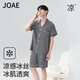 JOAE【絲滑裸感】冰絲睡衣男士開衫家居服仿真絲寬松短袖夏季薄款2XL