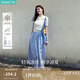 茵曼法式POLO領(lǐng)鏤空薄針織衫2025夏季女裝新款立體花朵短袖上衣 奶油白 M