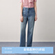 樂(lè)町學(xué)院風(fēng)牛仔直筒褲新款秋季韓系長(zhǎng)褲休閑百搭女水洗褲子 牛仔藍(lán)（現(xiàn)貨） M