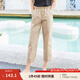 茵曼（INMAN）夏季女通勤直筒九分褲中高腰顯瘦百搭經(jīng)典薄款休閑褲子 卡其色 28