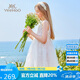 英氏（YEEHOO）女童公主裙兒童連衣裙中大童裝禮服無袖網(wǎng)紗背心裙子夏 白色 120 